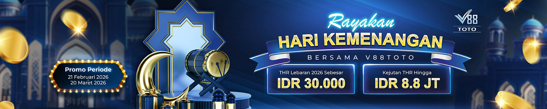 V88TOTO Promo THR Lebaran Tahun 2026 Sebesar IDR 30.000 & Kejutan THR hingga IDR 8.8JT